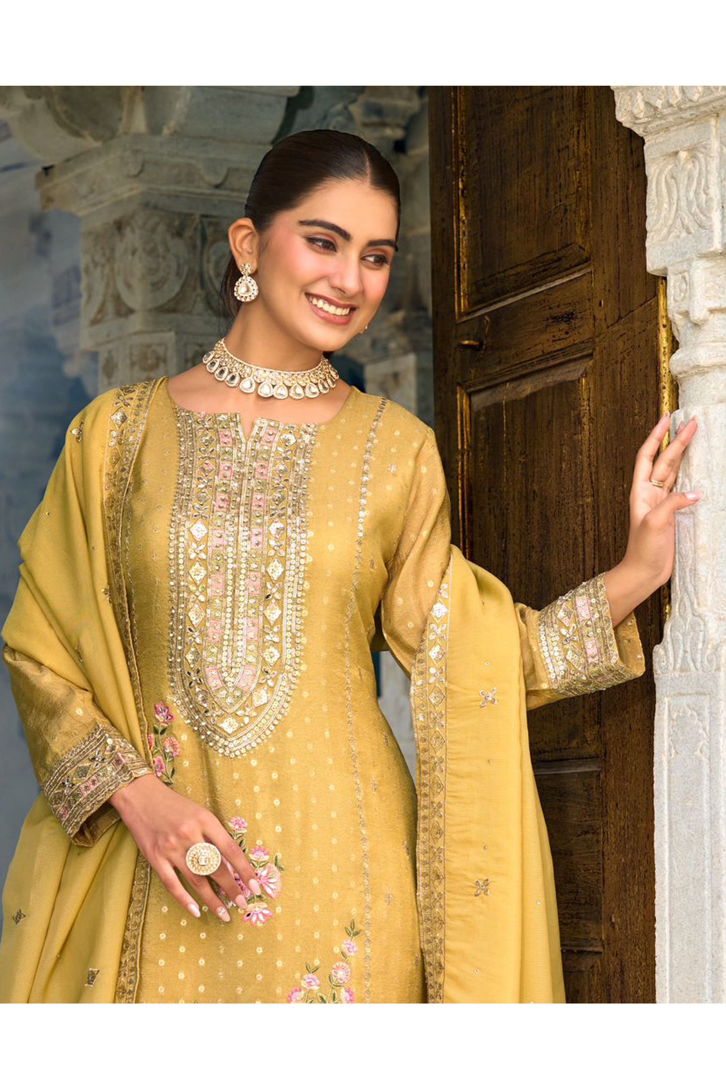 Designer Wedding Salwar Kameez Palazzo Set - Premium Viscose Silk Fabric