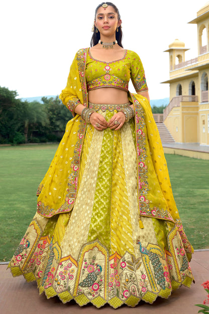 Yellow Bridal Lehenga choli With Heavy Embroidery And Sequin Work For Haldi Ceremony