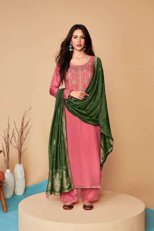 Trendy Light Pink Color Salwar Kameez Suit With Dupatta For Evening Wear