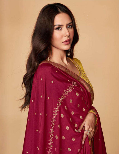 Affordable Yellow Color Salwar Kameez Suit With Embroidery Work For USA Customers