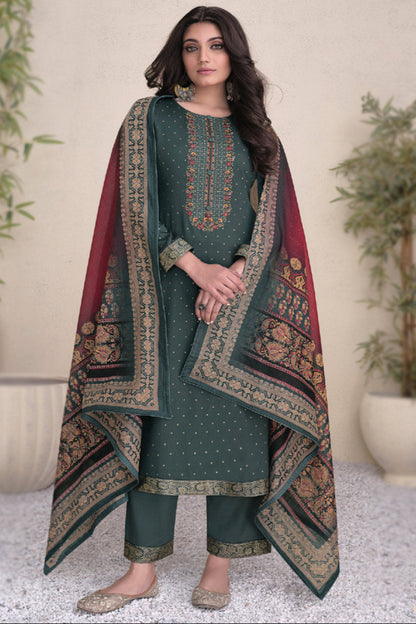 Gorgeous Special Ramdan Wear Pure Satin With Embroidery Work Salwar Kameez Pant Suit