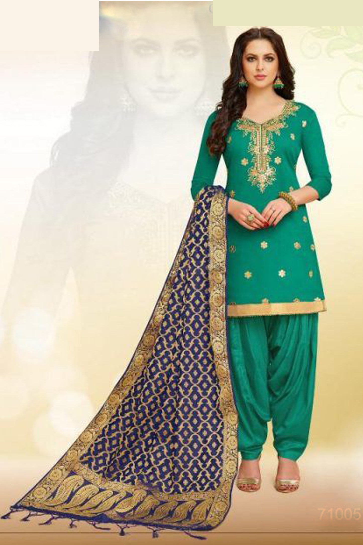 New Punjabi Style Dark Green Patiyala For Wedding-Reception