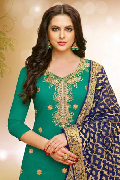 New Punjabi Style Dark Green Patiyala For Wedding-Reception