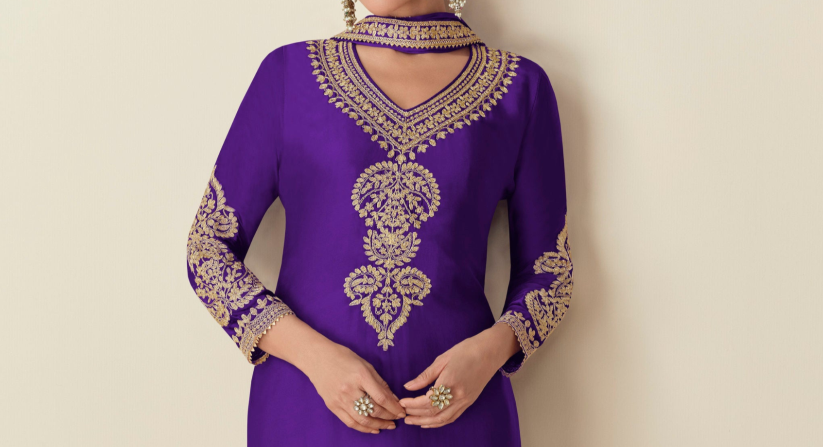Stylish Purple Color Embroider Work Plazzo Dress With Dupatta For Wedding-Recption