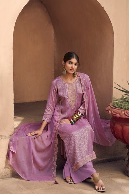 Indian Designer Silk Fabric Embroidery Work Salwar Kameez Plazzo Suits