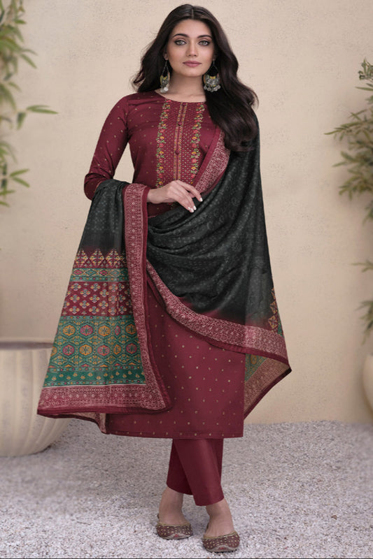 Indian Stylish Pure Cotton Fabric With Embroidery Work Salwar Kameez Pant Suit