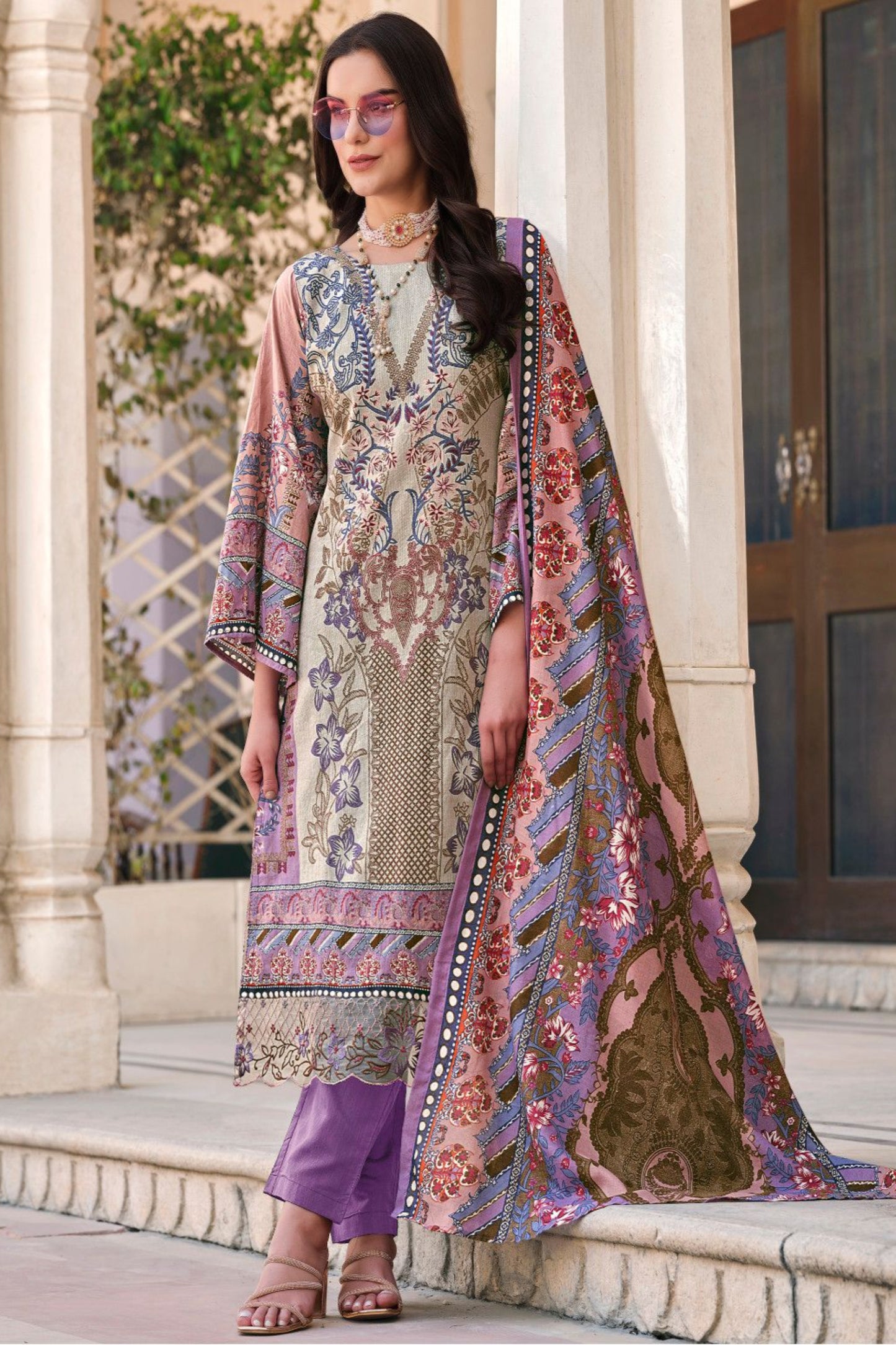 Beautiful Designer Embroidery Work Salwar Kameez Plazzo Suit