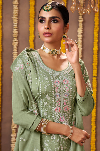 Pakistani Designer Pure Chinon Fabric Wedding Function Wear Salwar Kameez