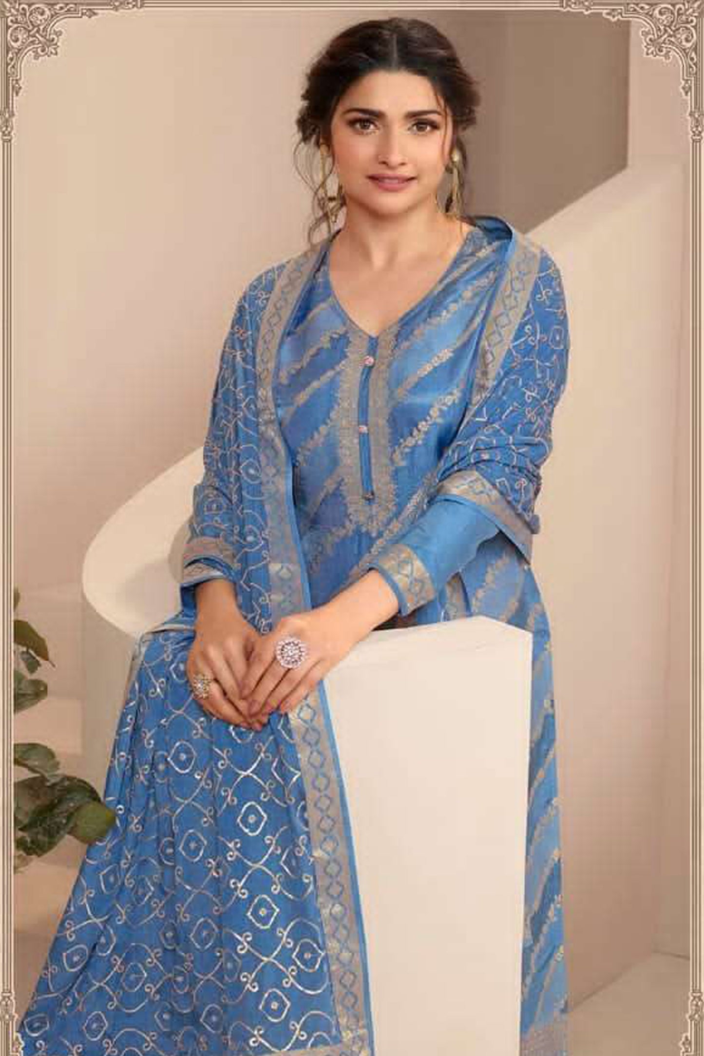 Pakistani Salwar Kameez Detail - Embroidery Work on Dola Jacquard Fabric for Wedding Wear