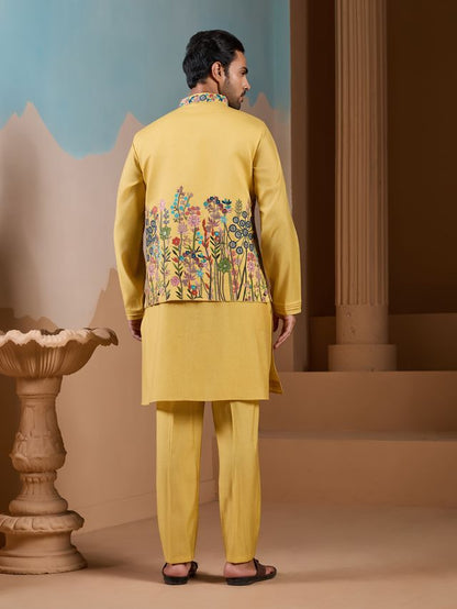 Mens kurta festive ethnic kurta pajama in yellow shade
