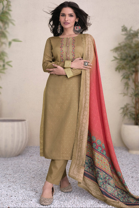 Summer Wear Cotton & Embroidery Work Salwar Kameez Suit With Lawn Fabric Dupatta