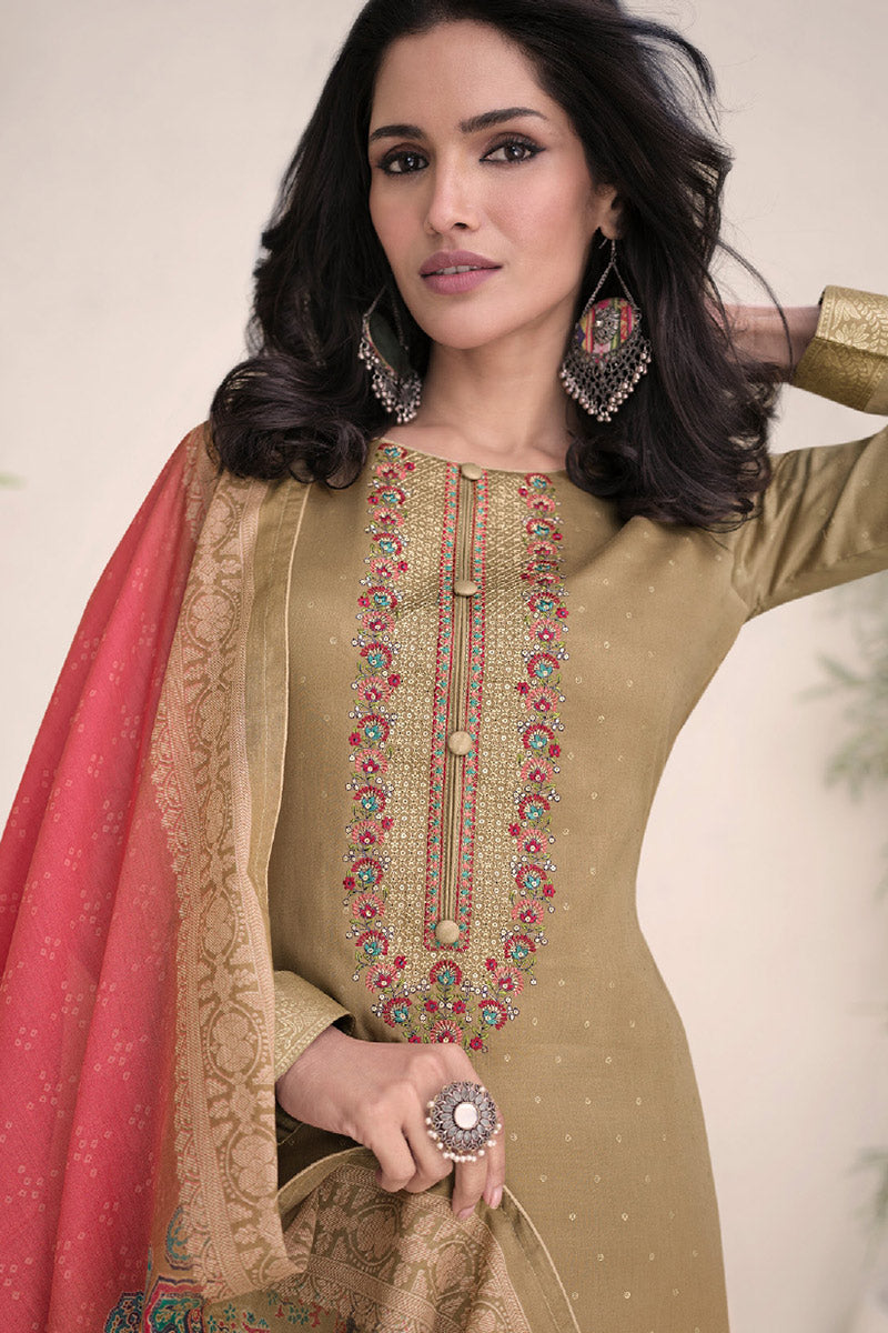 Summer Wear Cotton & Embroidery Work Salwar Kameez Suit With Lawn Fabric Dupatta