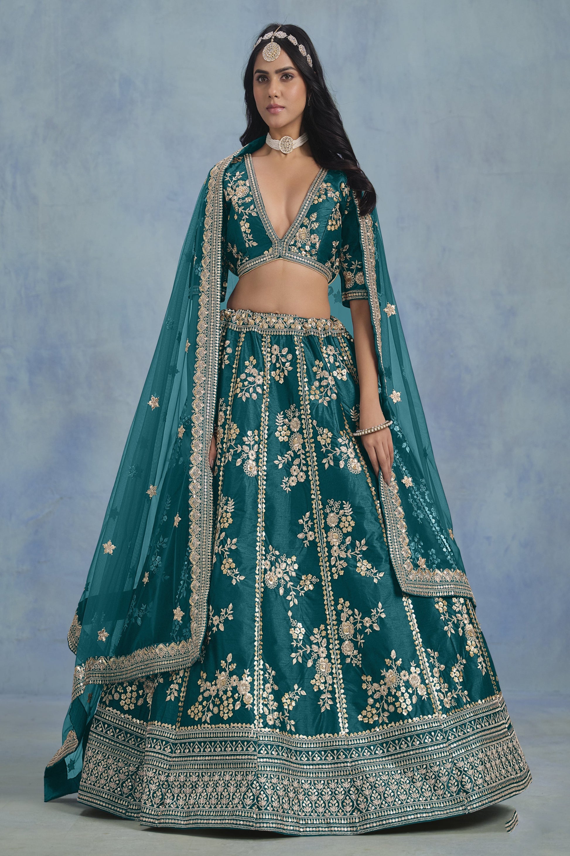 Blue Plazzo for Navratri – Cool and classy, great for dancing through the night.
