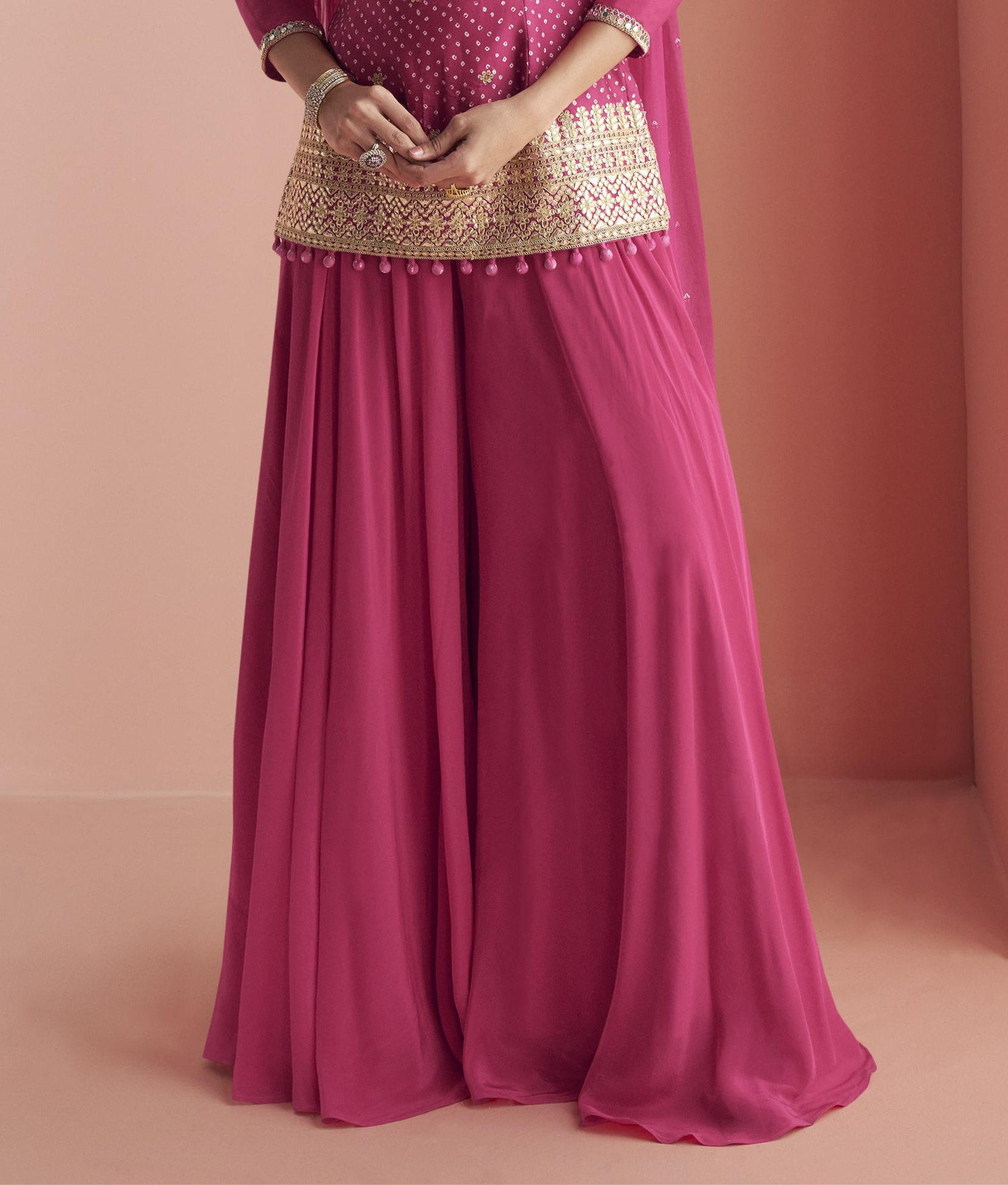 Indian Wear Designer Pink Palazzo Dress Set with Embroidered Dupatta