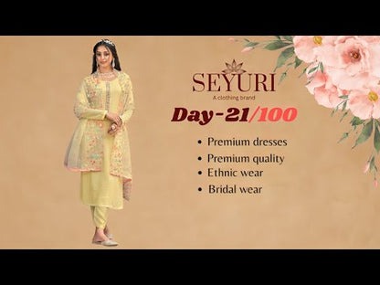Yellow Ready-to-Wear Salwar Suit with Organza Dupatta for Weddings