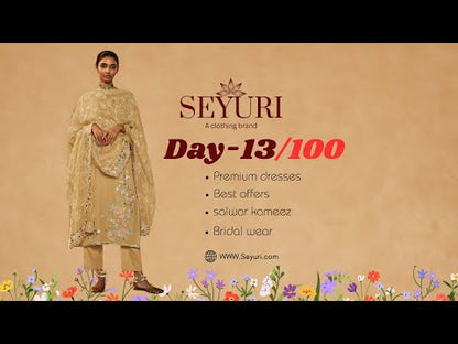 Golden Thread Embroidery and Sequin Work Detail on Salwar Kameez - Handcrafted Ethnic Wear