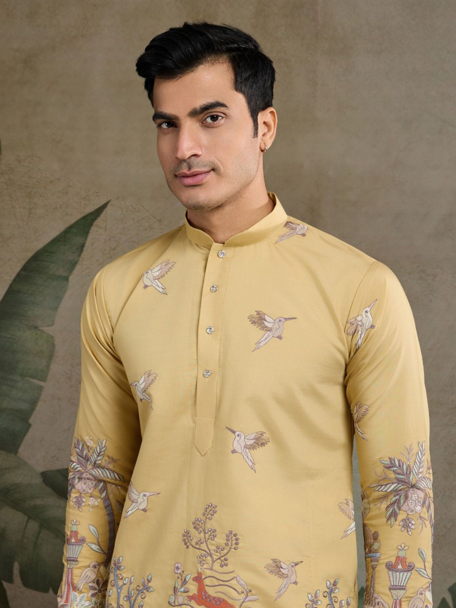 punjabi pants for men paired with beige kurta pajama

