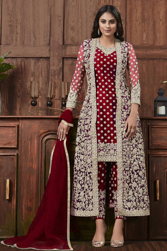 New Style Heavy Butterfly Red Colour Salwar Suit For Wedding-party