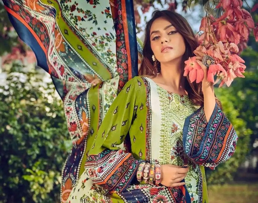 Indian Design Green printed Shalwar Kameez suits for Casual Wear