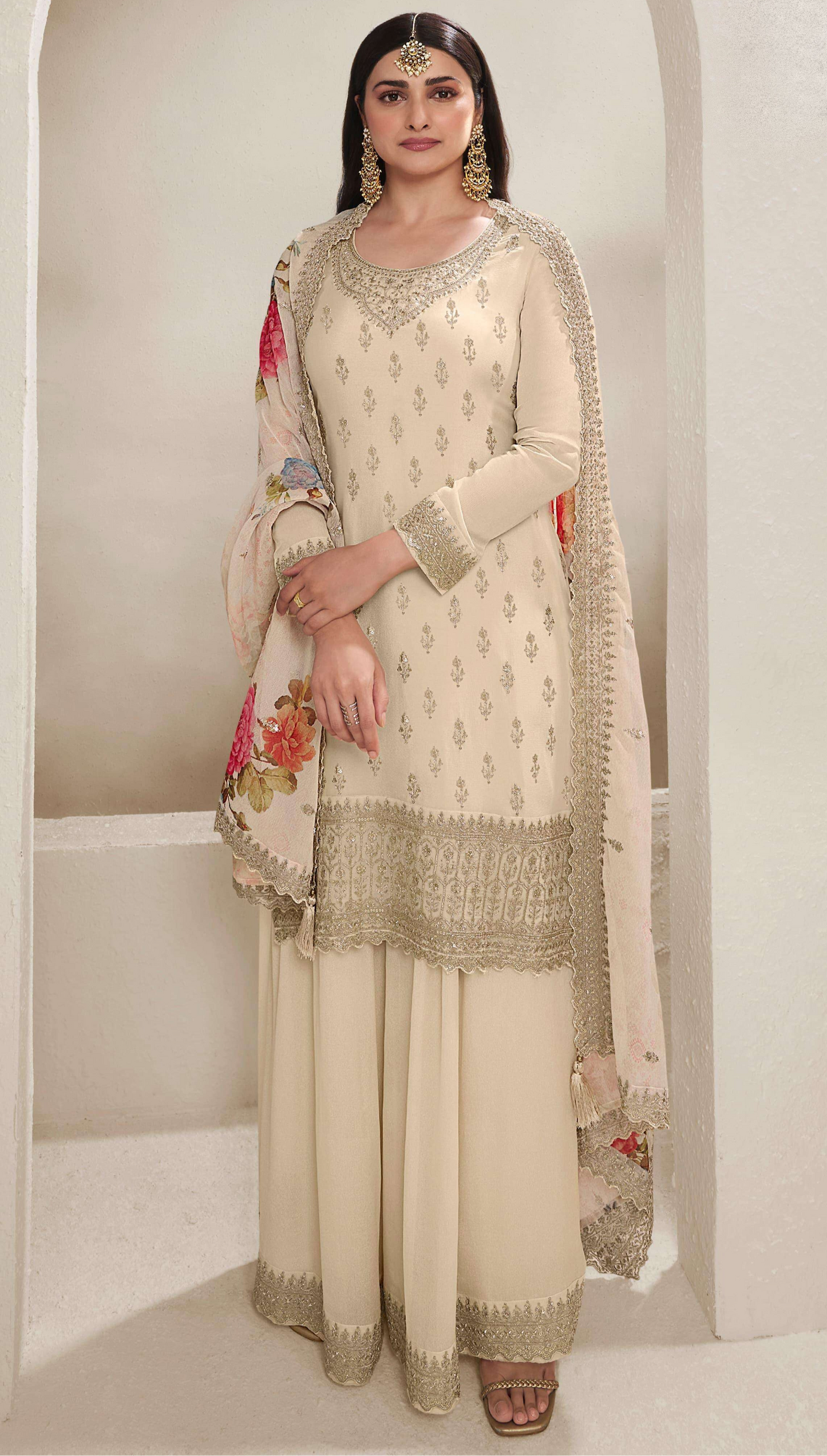 Pakistani Engagement Ceremony Beautiful Salwar Kameez Palazzo Dupatta Dresses