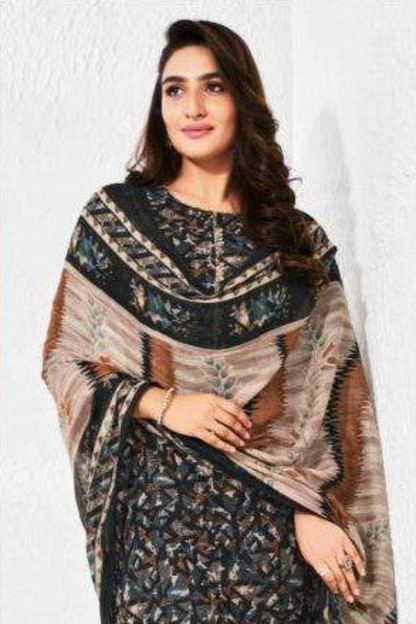 Black Designer Premium Print Salwar Kameez Pant Suit for Everyday Wear