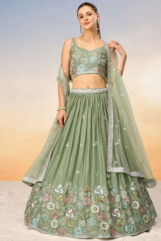 pastel green lehenga,plus size available,Comfort Fit,Premium Fabric,Express Delivery.