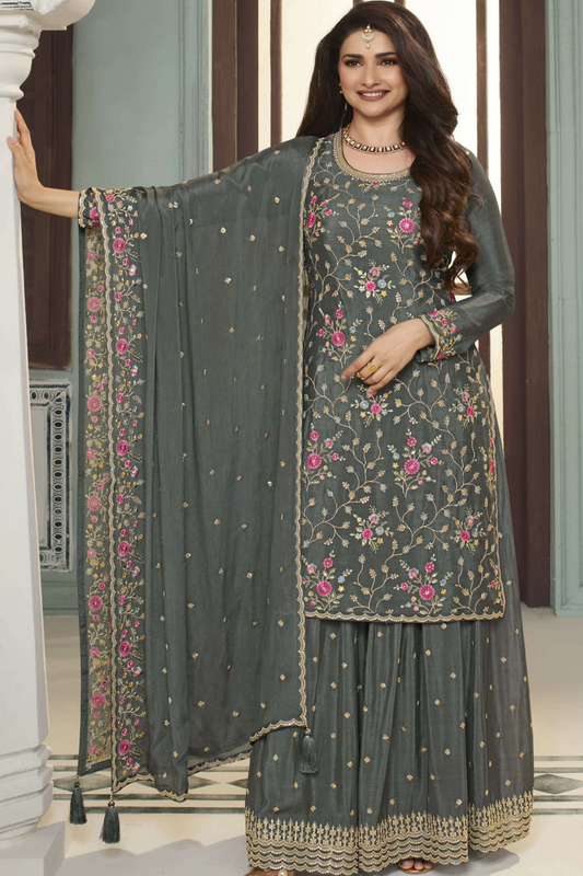 Beautiful Designer Wedding Function Party Wear Salwar Kameez Palazzo Dupatta Suit