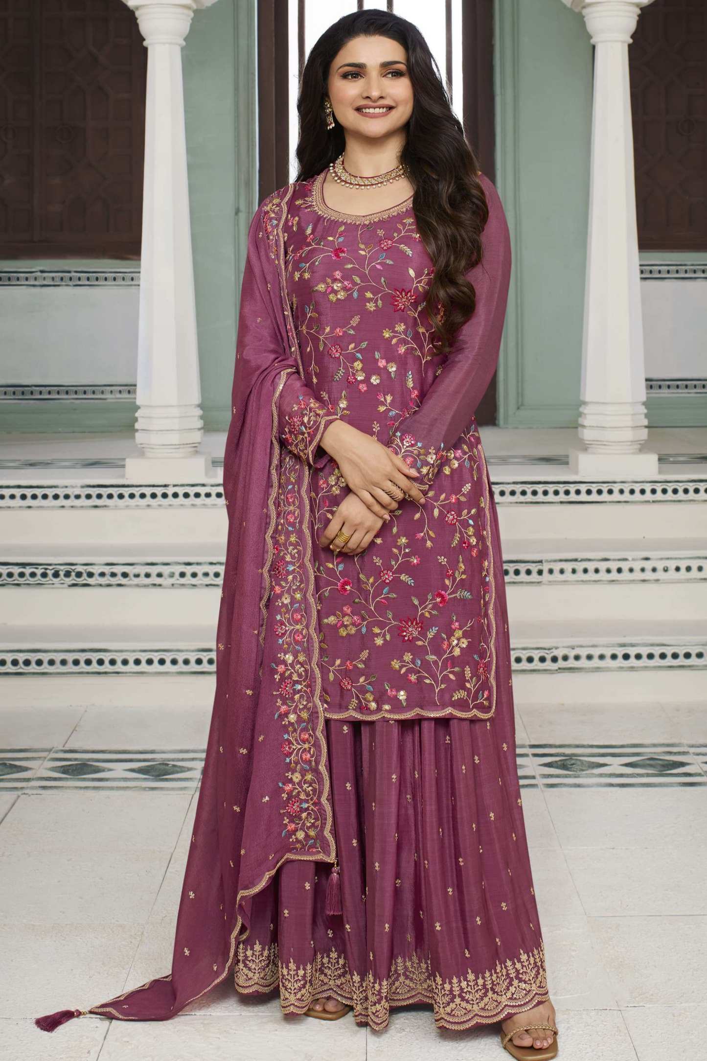 Pakistani Indian Eid Ramadan Special Embroidery Worked Salwar Kameez Palazzo Dress