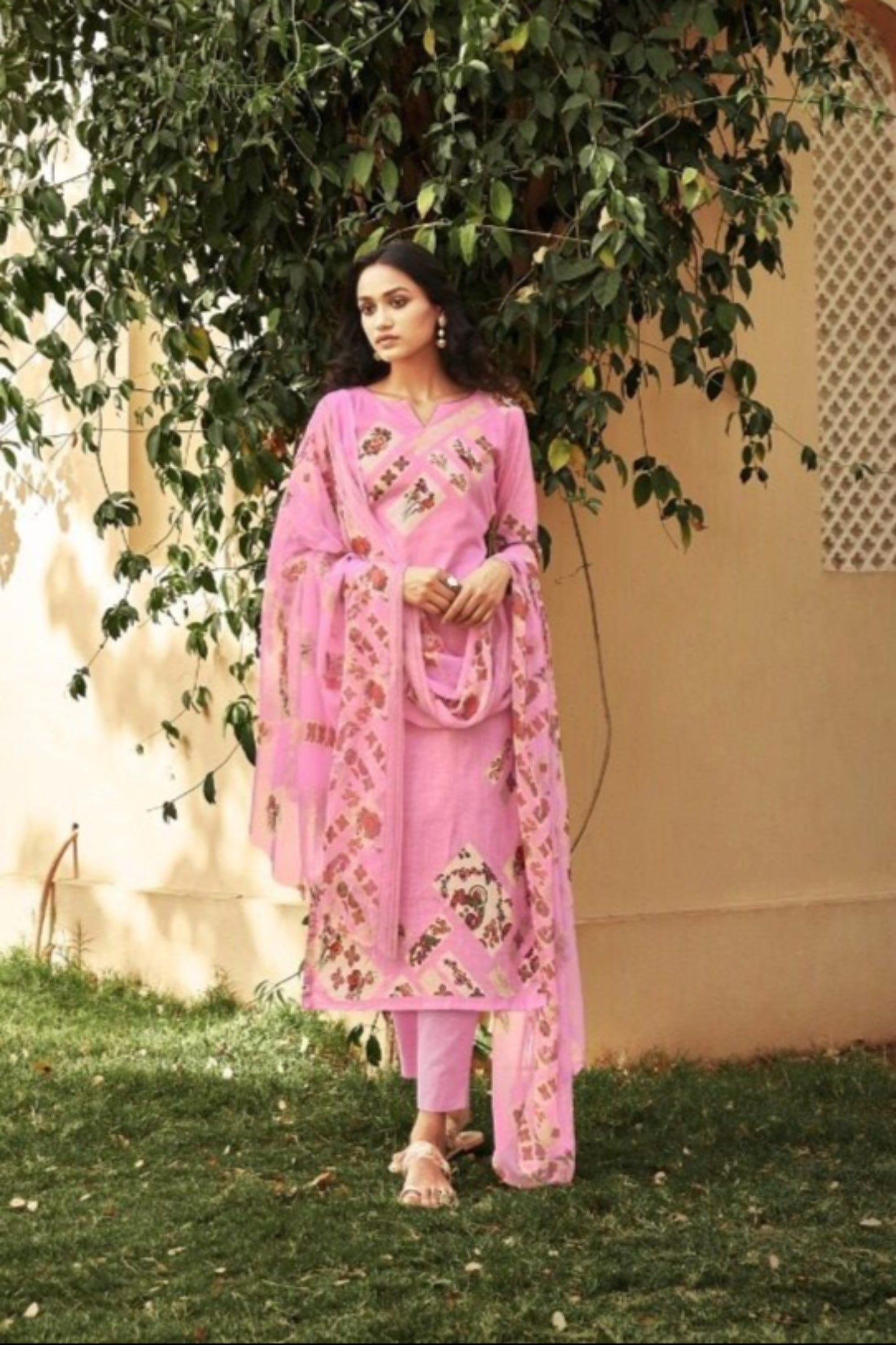 Pink Color Beautiful Cotton Wear Digital Printed Salwar Kameez Pant Suits