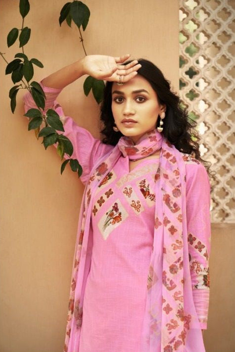 Pink Color Beautiful Cotton Wear Digital Printed Salwar Kameez Pant Suits