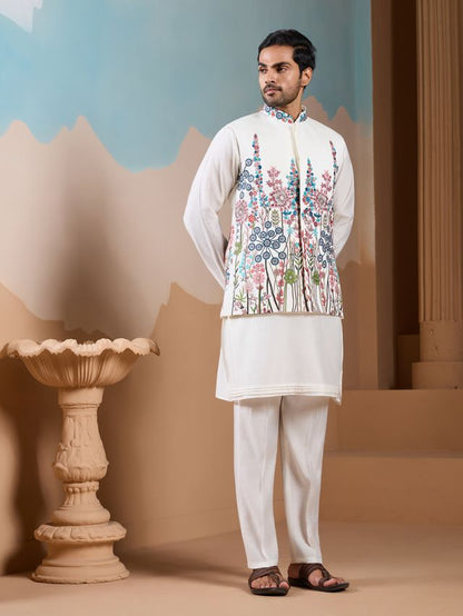 Traditional White Kurta Pajama Detailed Texture