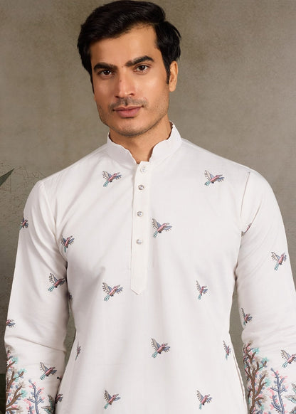 White Kurta Traditional Ethnic Wear Look
